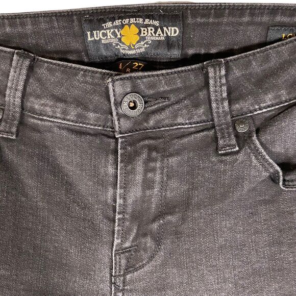Lucky Brand Women Size 4/27 Faded Black Low Rise Lolita Skinny Jeans Embroidered - Picture 7 of 13